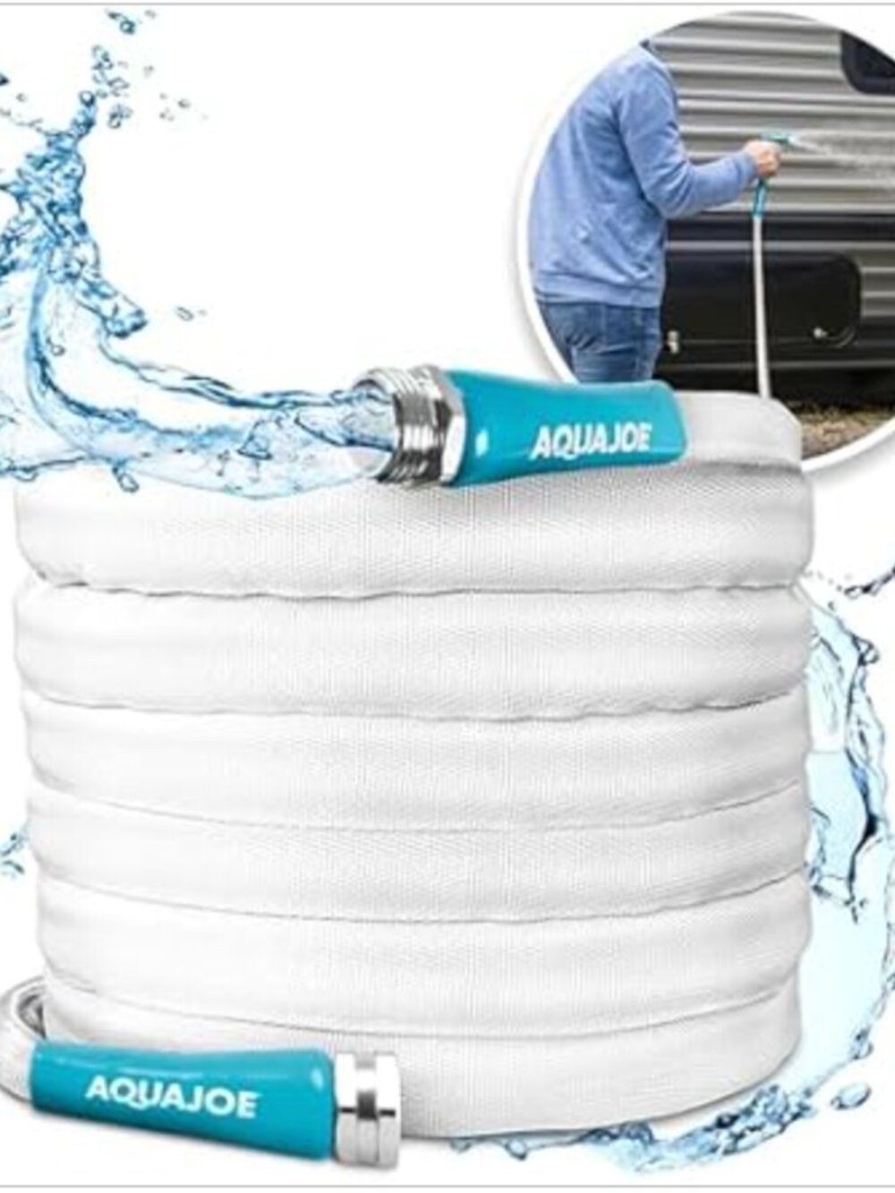 Aqua Joe AJFJH50-58-RV 50-Foot Expandable RV Hose with Flexible Marine-Grade Fib